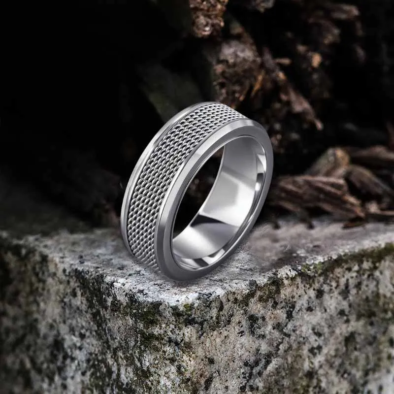Simple Woven Mesh Design Stainless Steel Ring sold by GTHIC