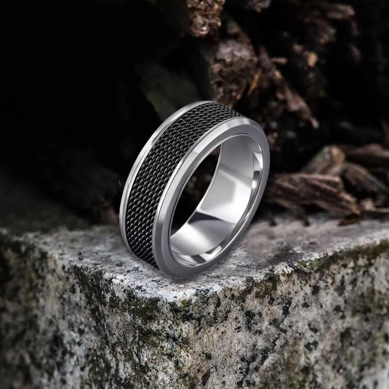 Simple Woven Mesh Design Stainless Steel Ring sold by GTHIC product image thumbnail 2