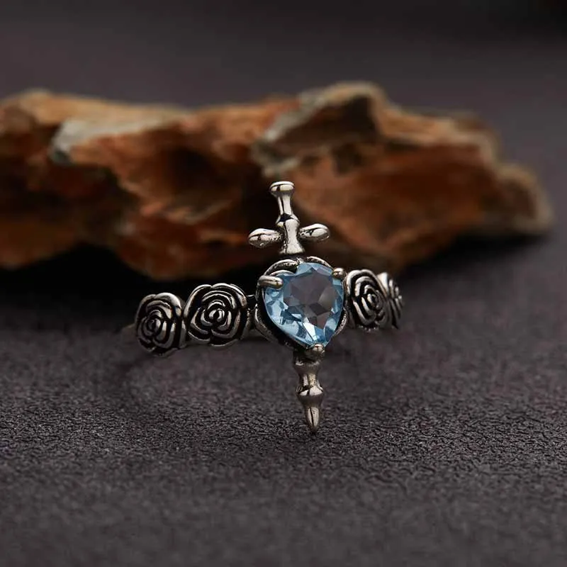 Cross Rose Heart Shape Crystal Sterling Silver Ring sold by GTHIC product image thumbnail 4