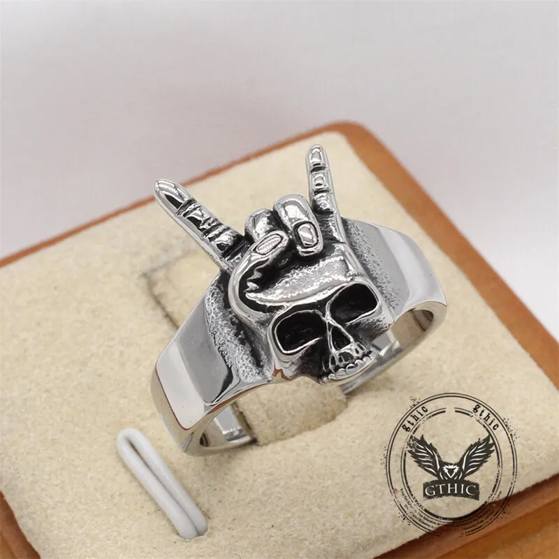 Punk Rock Gesture Stainless Steel Skull Ring sold by GTHIC product image thumbnail 4