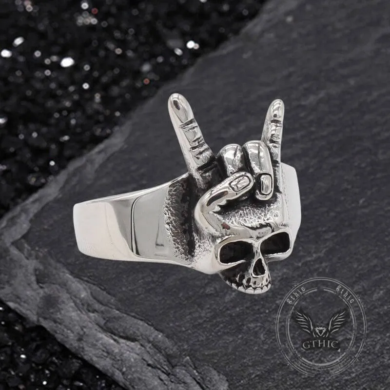 Punk Rock Gesture Stainless Steel Skull Ring sold by GTHIC product image thumbnail 2