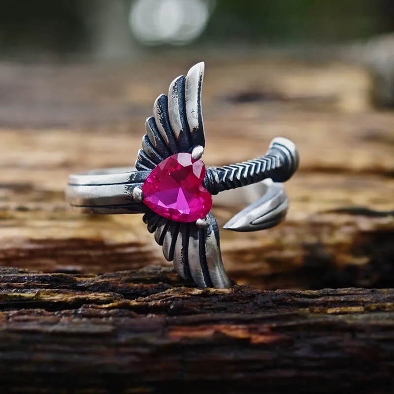 The Sword Of Angels Heart Gem Sterling Silver Ring sold by GTHIC