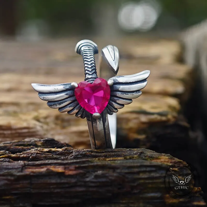 The Sword Of Angels Heart Gem Sterling Silver Ring sold by GTHIC product image thumbnail 5