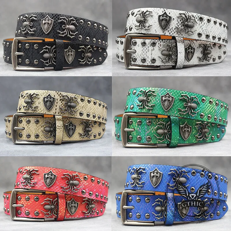 Punk Spider Rivet Snake Pattern PU Leather Belt sold by GTHIC product image thumbnail 2