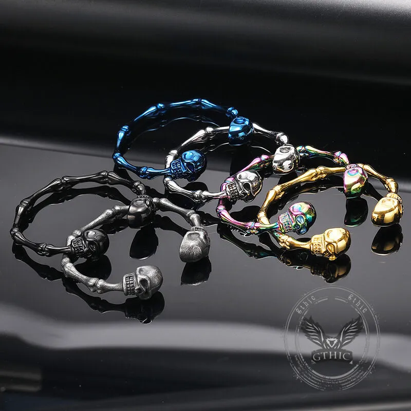 Punk Bones Joints Stainless Steel Skull Open Bracelet sold by GTHIC product image thumbnail 2