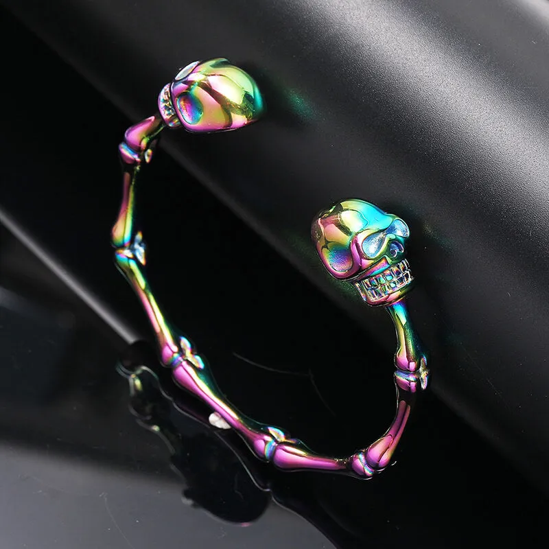 Punk Bones Joints Stainless Steel Skull Open Bracelet sold by GTHIC product image thumbnail 4