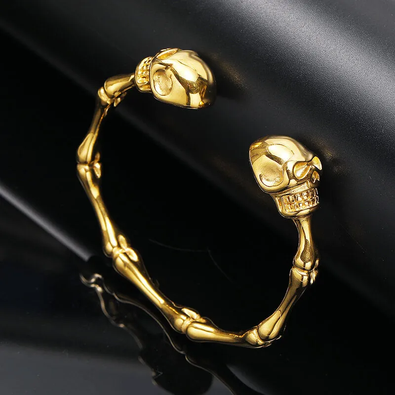 Punk Bones Joints Stainless Steel Skull Open Bracelet sold by GTHIC product image thumbnail 3