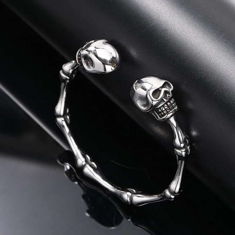 Punk Bones Joints Stainless Steel Skull Open Bracelet sold by GTHIC