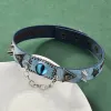 Gothic Y2K Gem Eye Skull Rivet Leather Choker Necklace sold by GTHIC