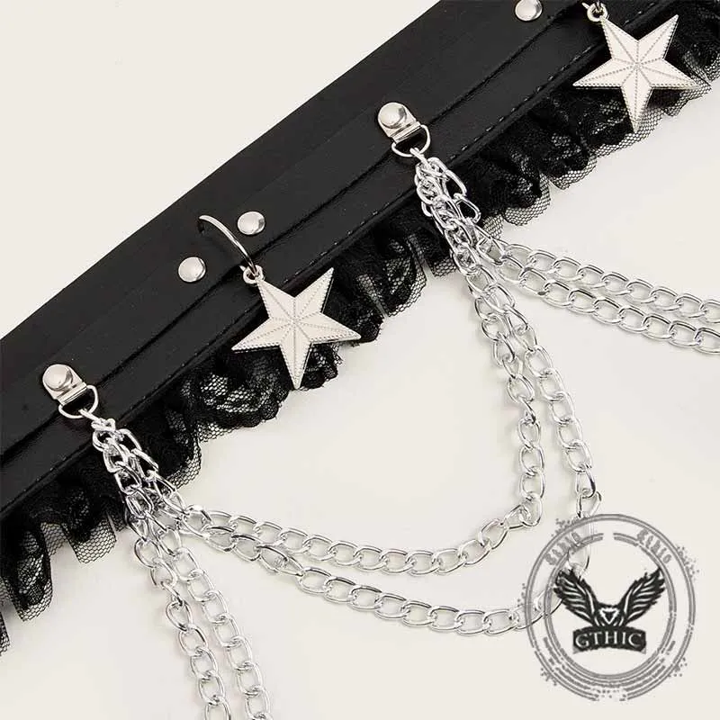 Punk Chain Lace Star Decorated PU Leather Belt sold by GTHIC product image thumbnail 3