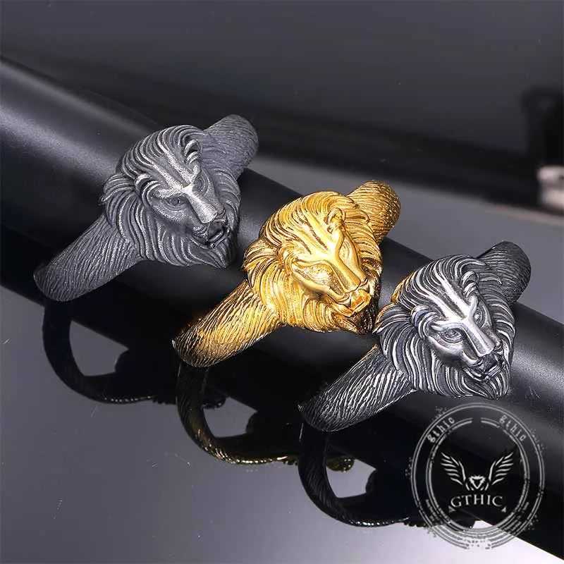 Hip Hop Lion Head Stainless Steel Cuff Bracelet sold by GTHIC