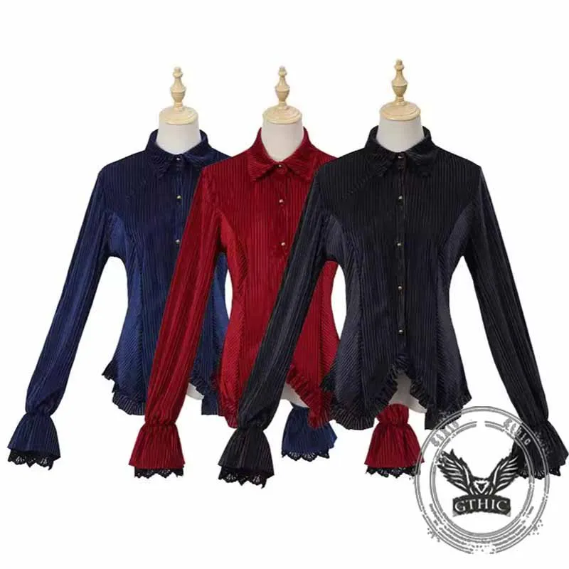 Palace Medieval Striped Long-Sleeved Lapel Shirt sold by GTHIC