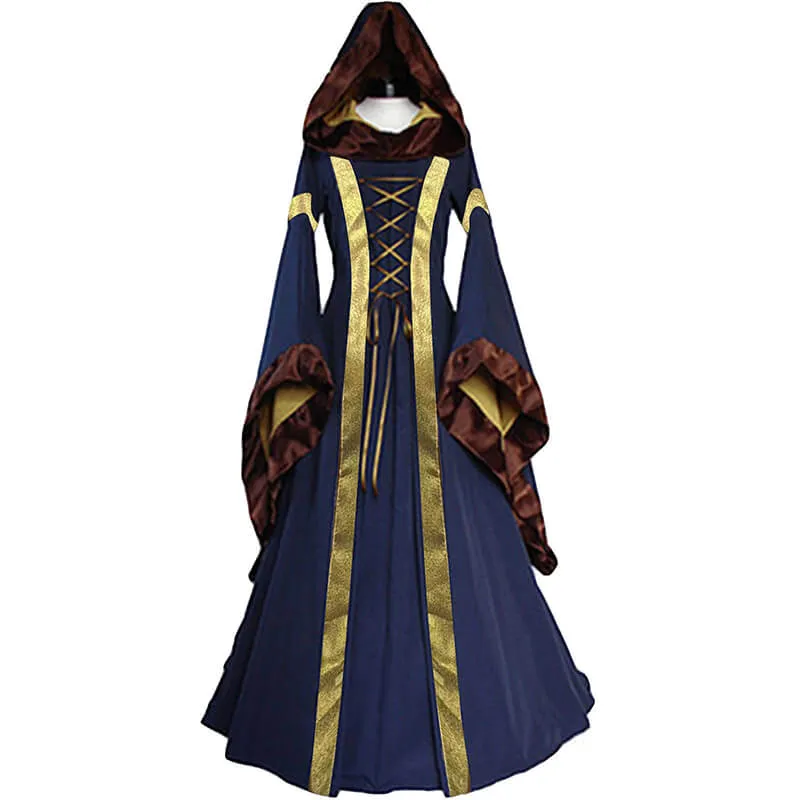 Medieval Victorian Retro Hooded Bell Sleeve Long Dress sold by GTHIC product image thumbnail 2