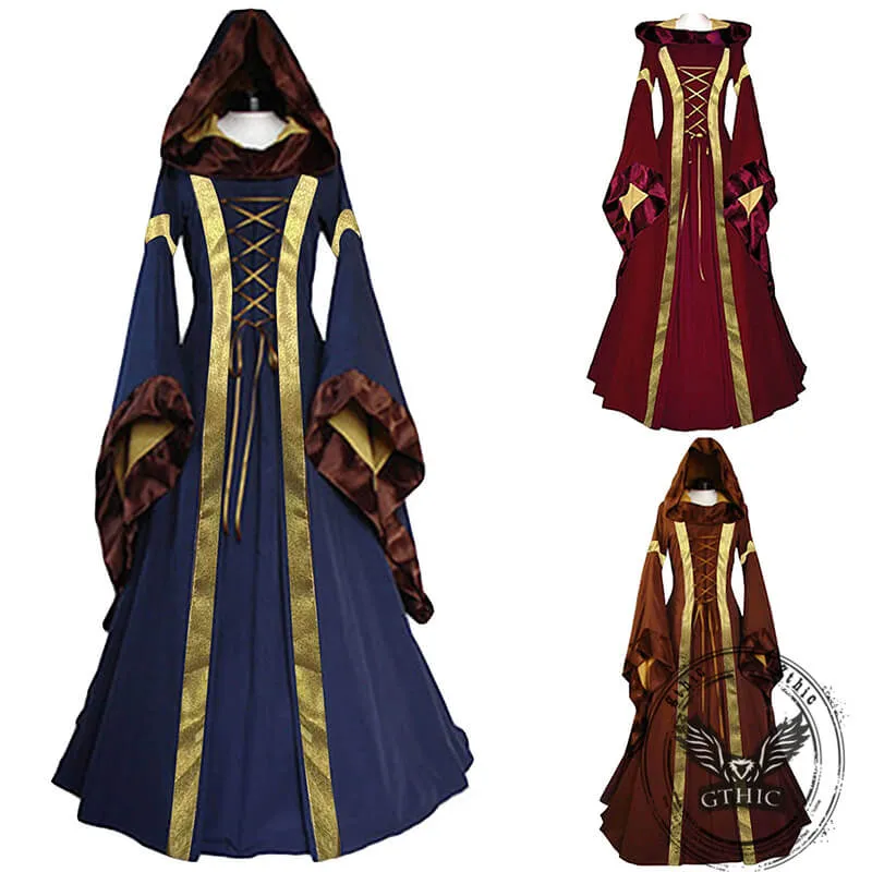 Medieval Victorian Retro Hooded Bell Sleeve Long Dress sold by GTHIC