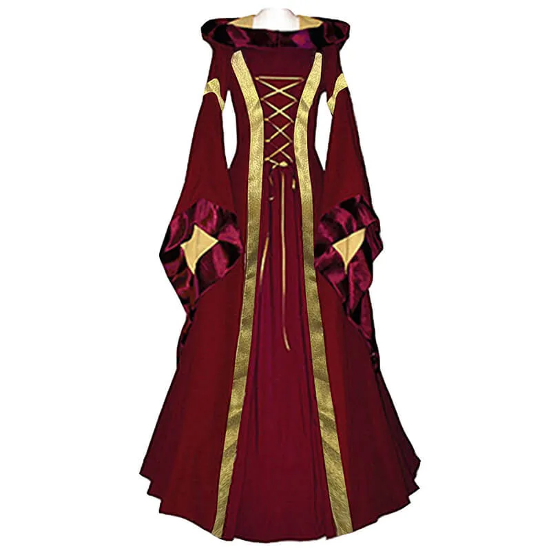 Medieval Victorian Retro Hooded Bell Sleeve Long Dress sold by GTHIC product image thumbnail 3