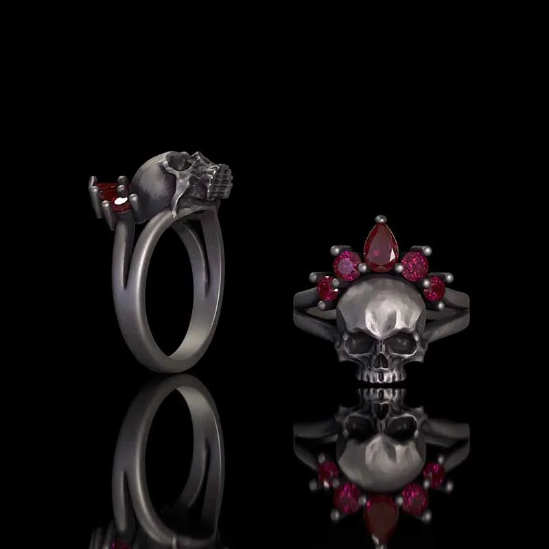 Gothic Crown Skull Sterling Silver Zircon Ring sold by GTHIC