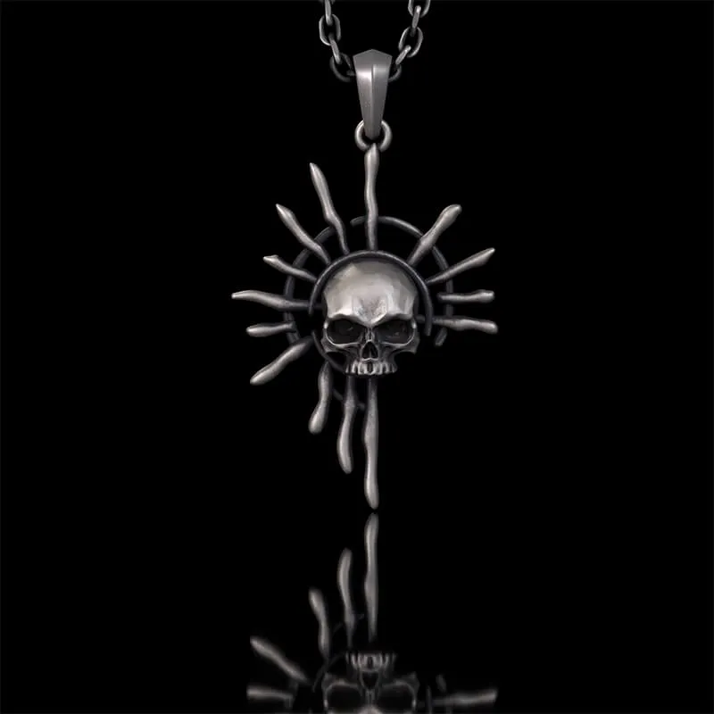 Gothic Skull Sun God Sterling Silver Monster Pendant sold by GTHIC
