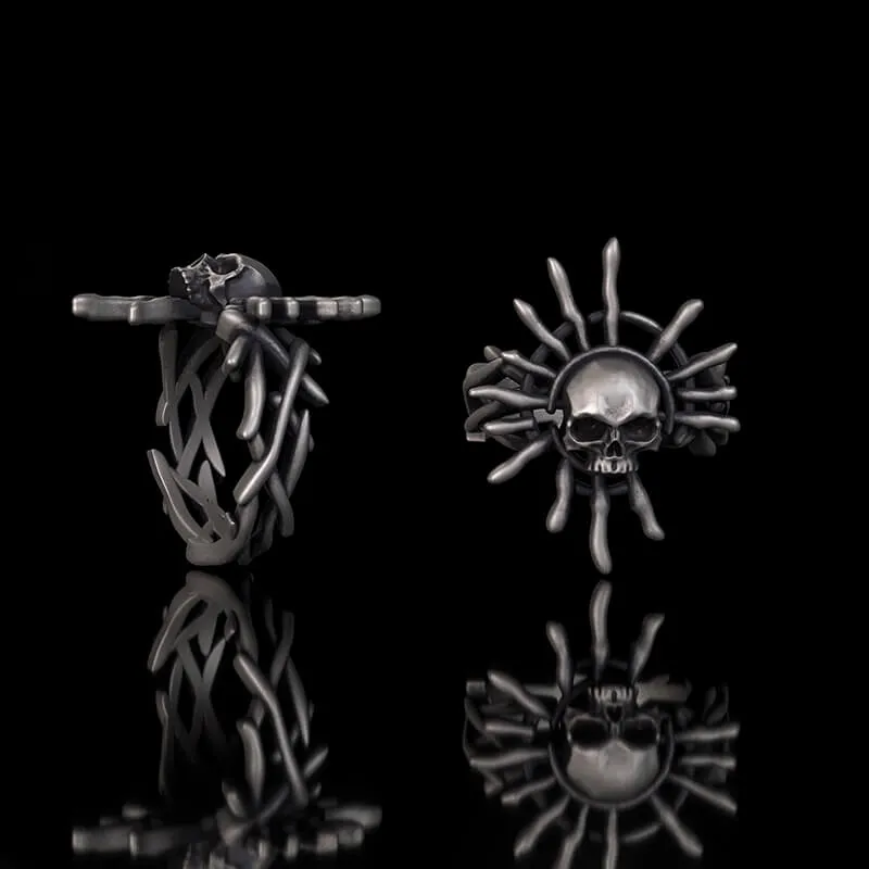 Monster Skull Sun God Sterling Silver Thorns Gothic Ring sold by GTHIC