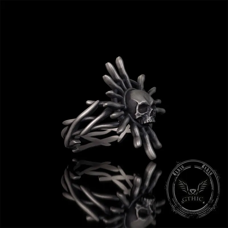Monster Skull Sun God Sterling Silver Thorns Gothic Ring sold by GTHIC product image thumbnail 3