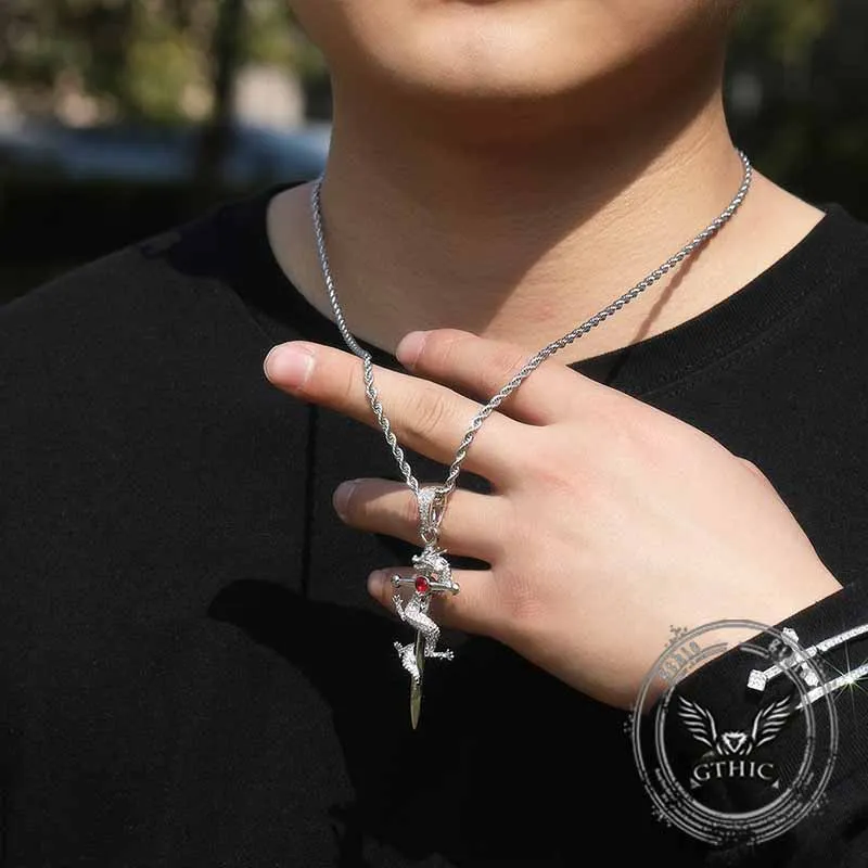 Vintage Dragon Entwined Cross Zircon Copper Pendant sold by GTHIC product image thumbnail 3