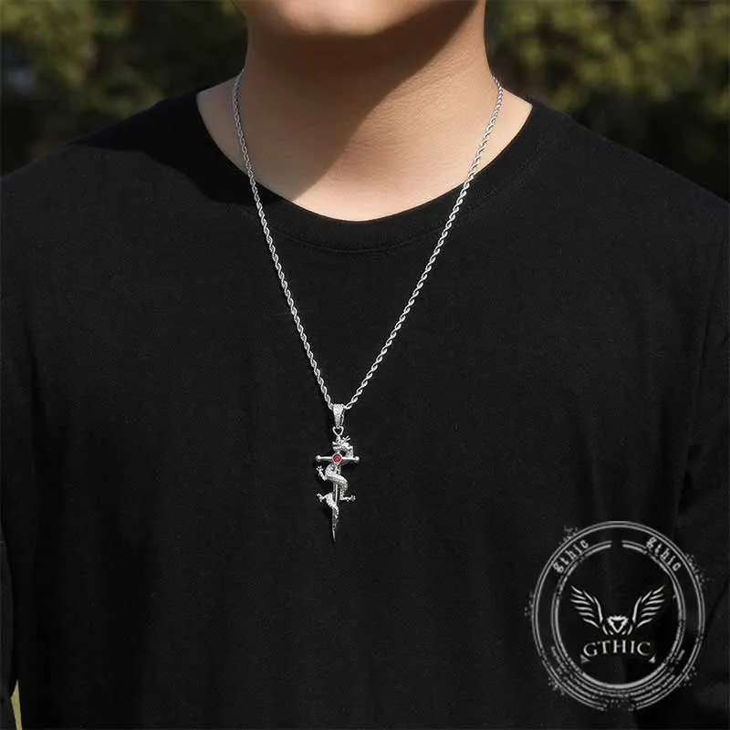 Vintage Dragon Entwined Cross Zircon Copper Pendant sold by GTHIC product image thumbnail 2