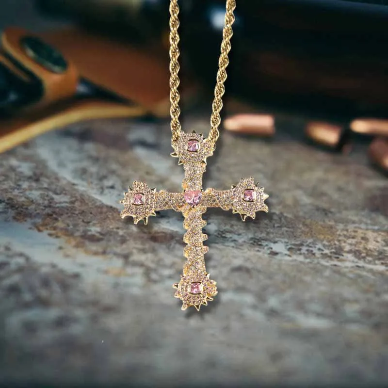 Fashion Heart Zircon Inlaid Copper Cross Pendant sold by GTHIC product image thumbnail 4