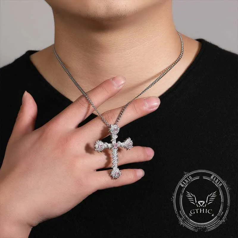 Fashion Heart Zircon Inlaid Copper Cross Pendant sold by GTHIC product image thumbnail 2