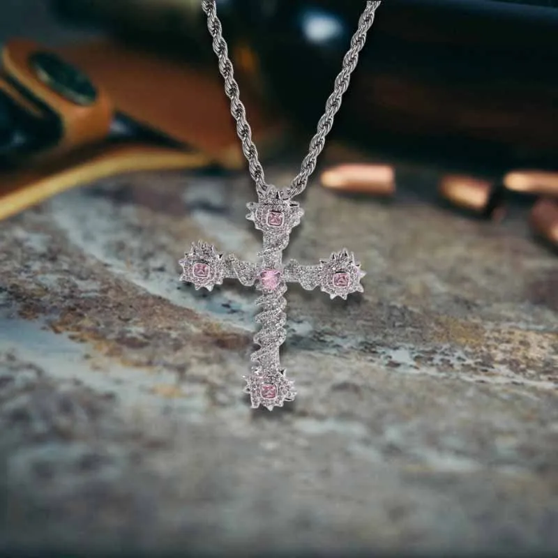 Fashion Heart Zircon Inlaid Copper Cross Pendant sold by GTHIC product image thumbnail 3