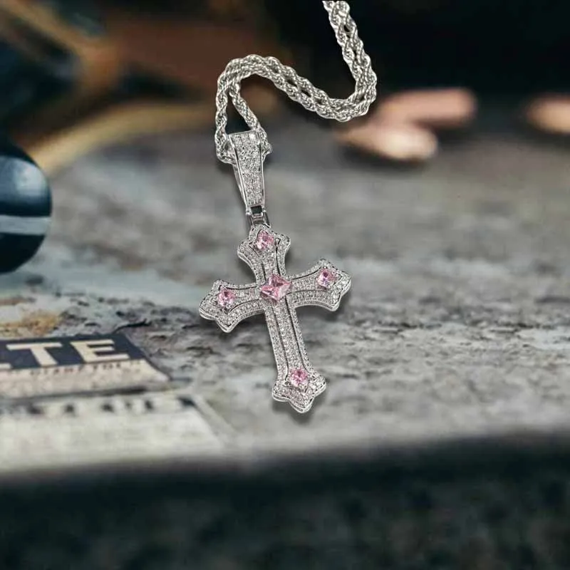 Hip Hop Cross Zircon Inlaid Copper Pendant sold by GTHIC product image thumbnail 3