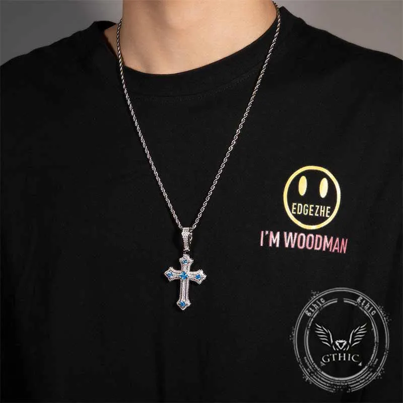 Hip Hop Cross Zircon Inlaid Copper Pendant sold by GTHIC product image thumbnail 2