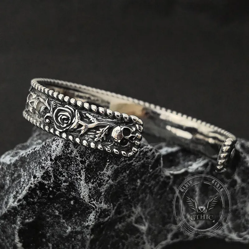 Dark Skull Rose Gothic Stainless Steel Open Bracelet sold by GTHIC product image thumbnail 5