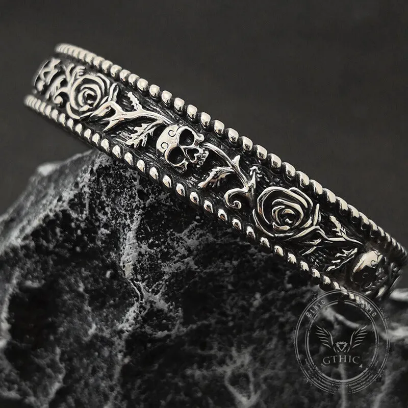 Dark Skull Rose Gothic Stainless Steel Open Bracelet sold by GTHIC product image thumbnail 3