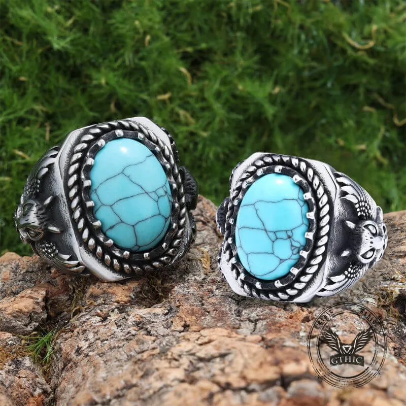 Vintage Eagle Turquoise Stainless Steel Animal Ring sold by GTHIC product image thumbnail 3