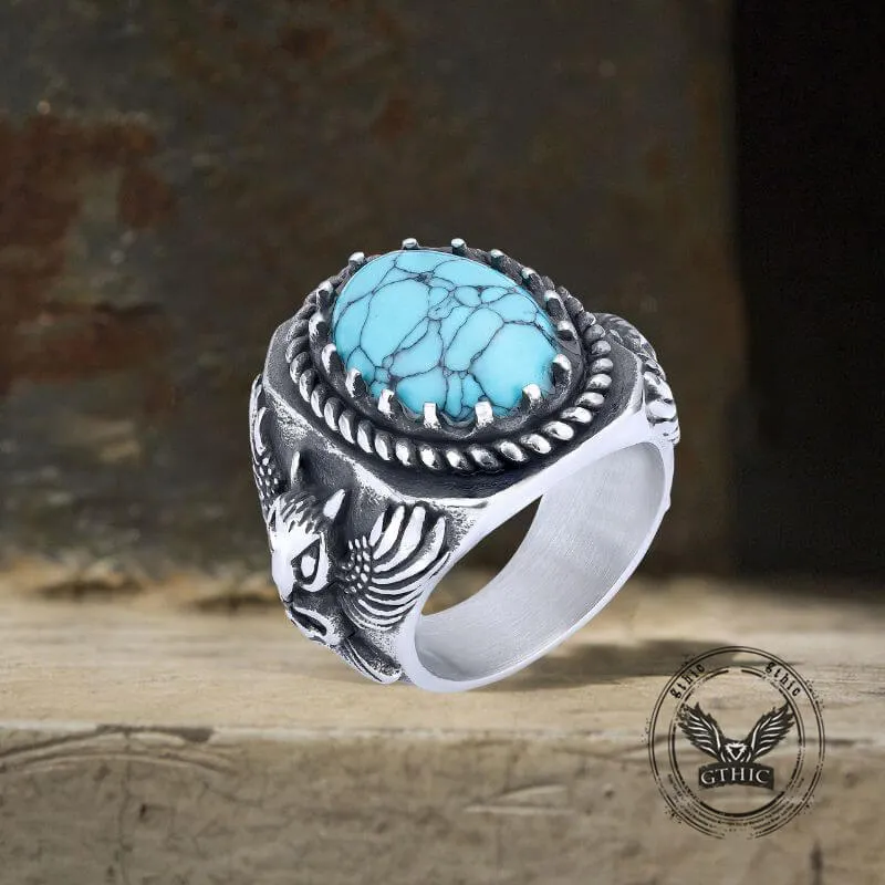 Vintage Eagle Turquoise Stainless Steel Animal Ring sold by GTHIC product image thumbnail 4