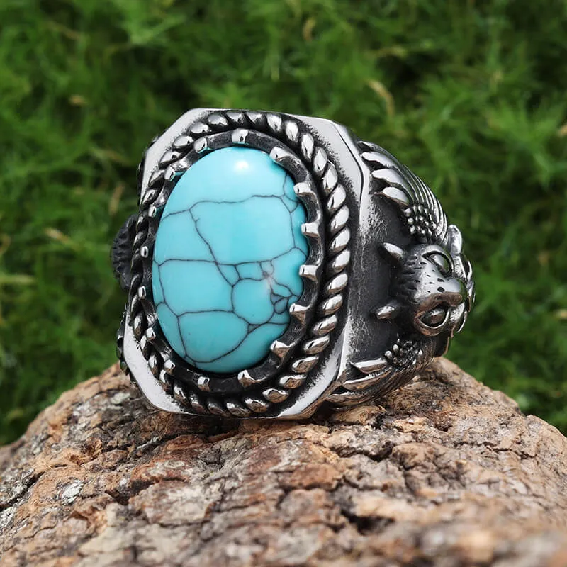 Vintage Eagle Turquoise Stainless Steel Animal Ring sold by GTHIC