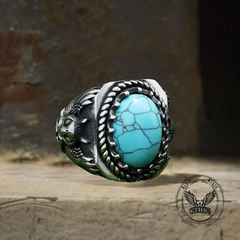Vintage Eagle Turquoise Stainless Steel Animal Ring sold by GTHIC product image thumbnail 2