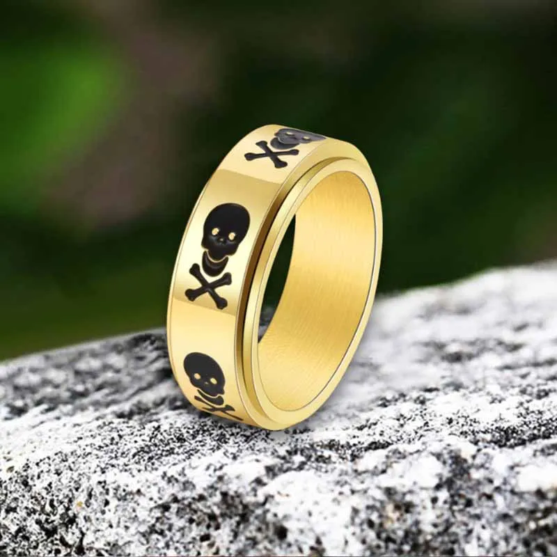 Punk Skull Crossbone Stainless Steel Spinner Ring sold by GTHIC product image thumbnail 5