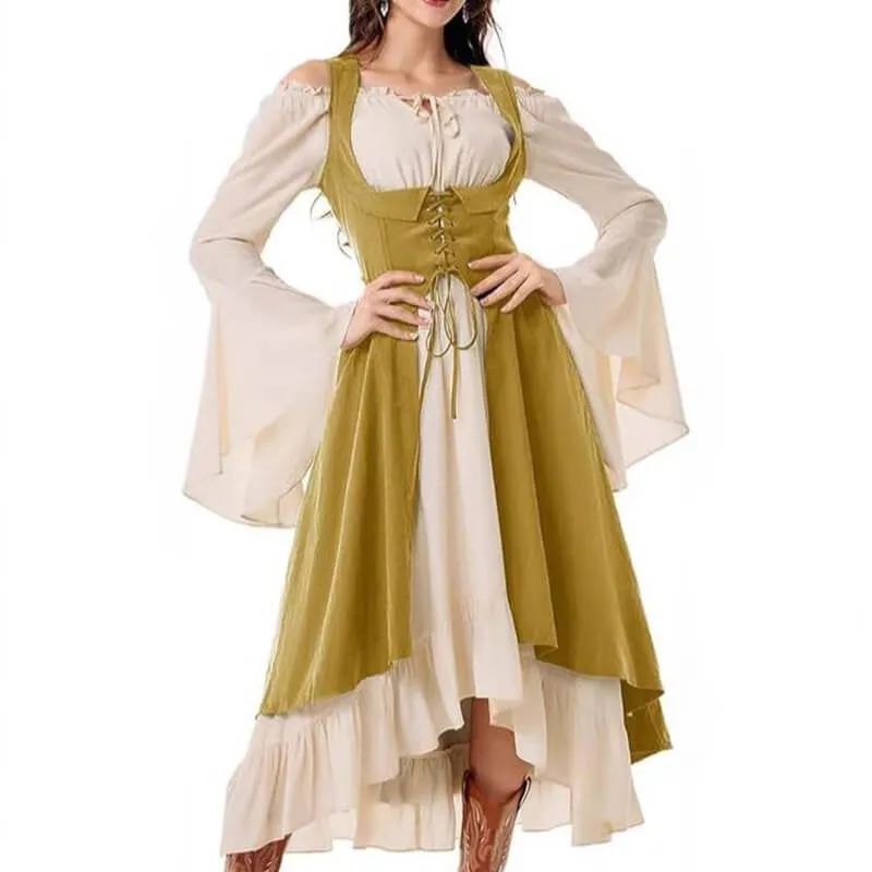 Renaissance Cinched Waist Lace-Up Colorblock Dress sold by GTHIC product image thumbnail 5
