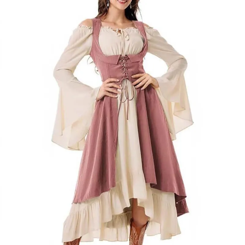 Renaissance Cinched Waist Lace-Up Colorblock Dress sold by GTHIC product image thumbnail 3