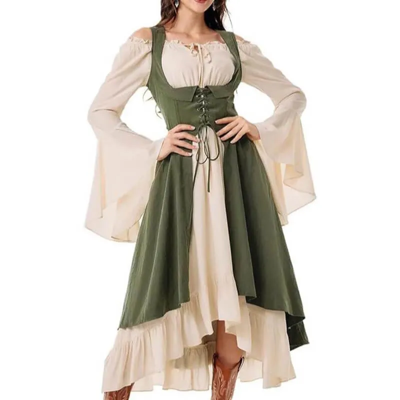 Renaissance Cinched Waist Lace-Up Colorblock Dress sold by GTHIC product image thumbnail 2