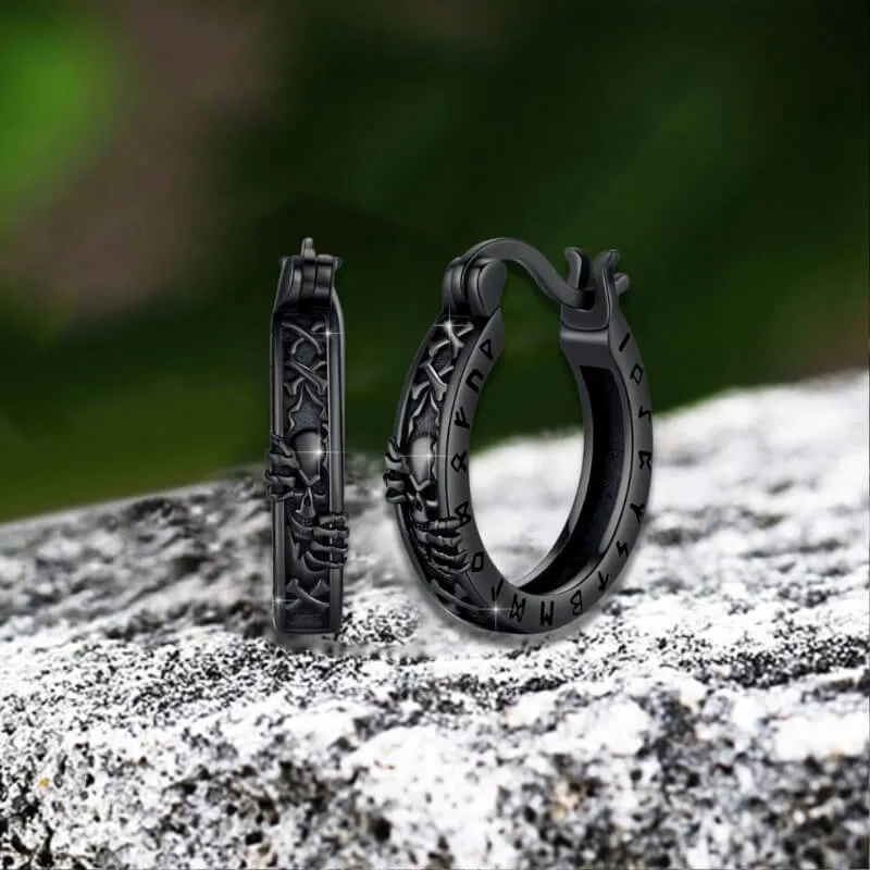 Viking Runes Skull Stainless Steel Punk Earrings sold by GTHIC product image thumbnail 5
