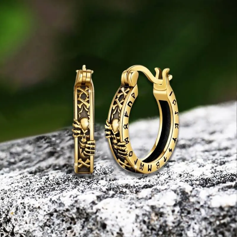 Viking Runes Skull Stainless Steel Punk Earrings sold by GTHIC product image thumbnail 4