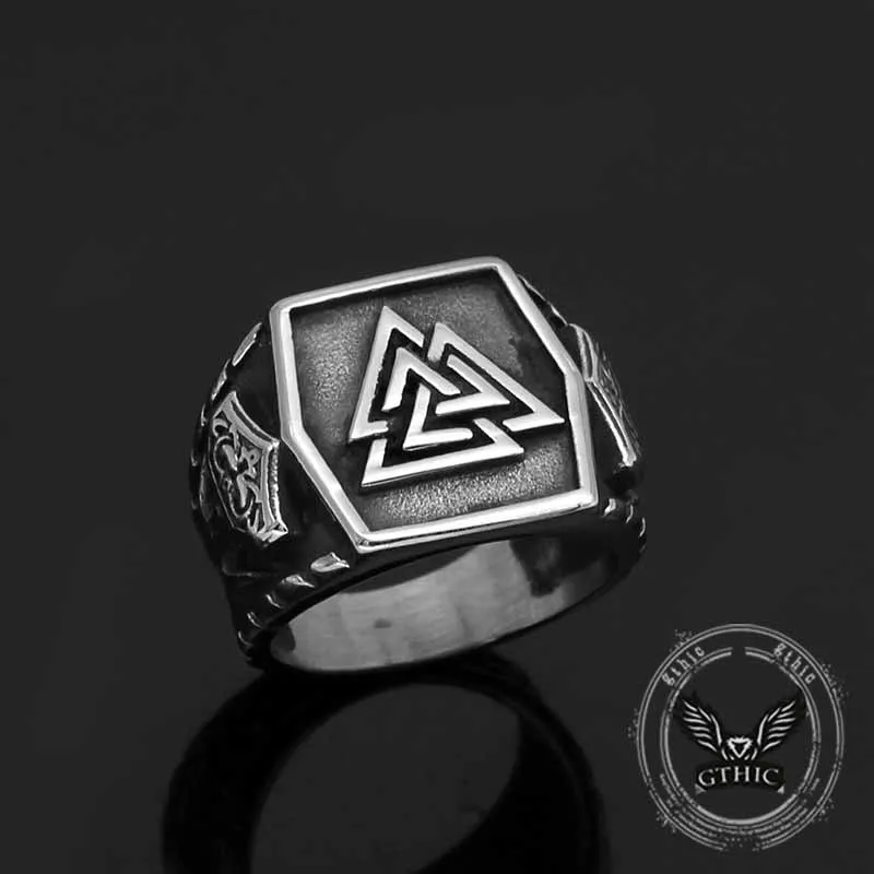 Retro Valknut Odin Triangle Stainless Steel Viking Ring sold by GTHIC product image thumbnail 3