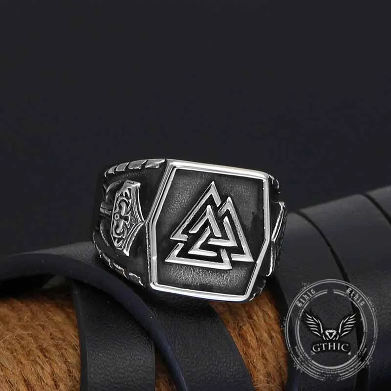 Retro Valknut Odin Triangle Stainless Steel Viking Ring sold by GTHIC product image thumbnail 4