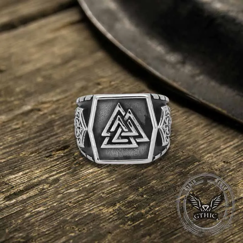 Retro Valknut Odin Triangle Stainless Steel Viking Ring sold by GTHIC product image thumbnail 5