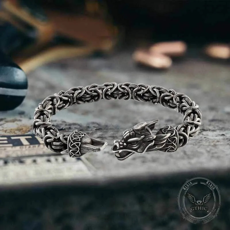 Domineering Dragon Byzantine Stainless Steel Nordic Bracelet sold by GTHIC
