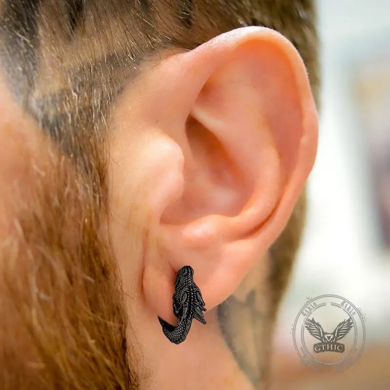 Punk Dragon Shape Stainless Steel Hoop Earrings sold by GTHIC product image thumbnail 4