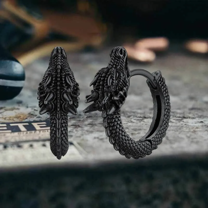 Punk Dragon Shape Stainless Steel Hoop Earrings sold by GTHIC product image thumbnail 5