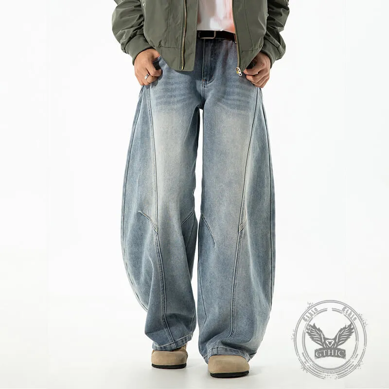 Vintage Washed Loose Casual Scimitar Jeans made by GTHIC