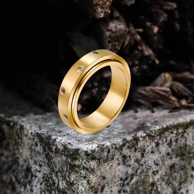 Fashion Colored Diamond Stainless Steel Spinner Ring sold by GTHIC product image thumbnail 4